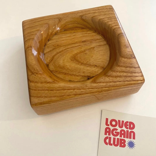Vintage square wooden ashtray