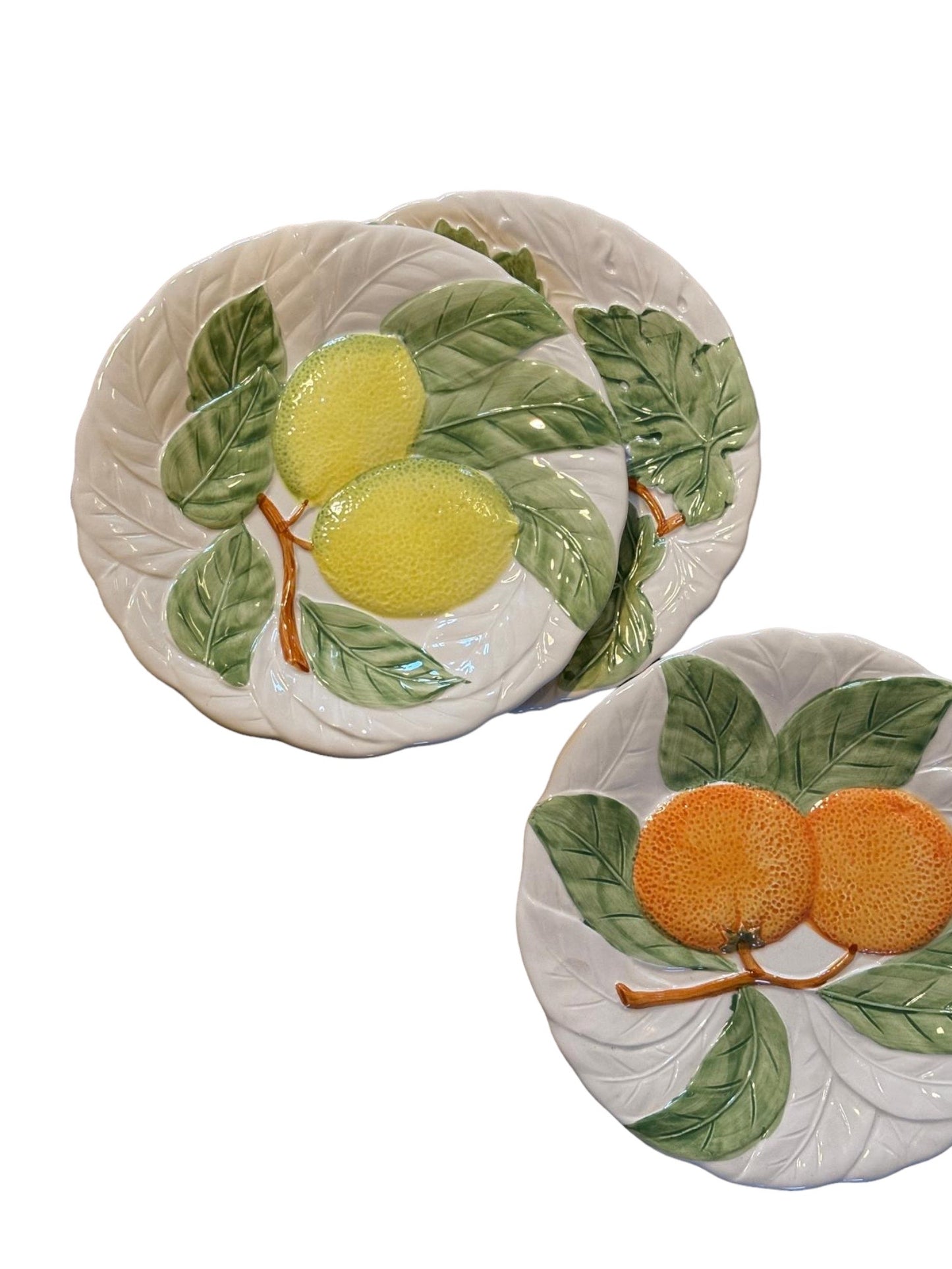 Vintage set of three ceramic fruit plates