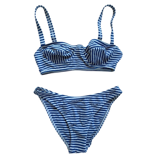Vintage cotton blue striped bikini set. Size 8