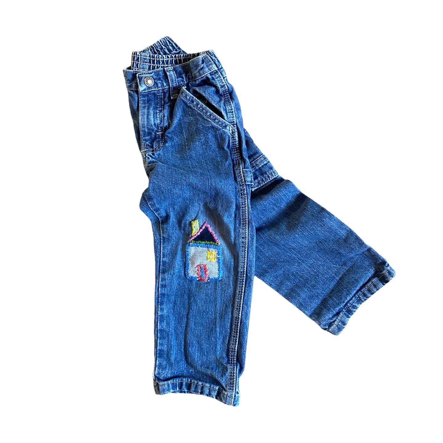 Vintage wrangler embroidered upcycled jeans age 3-4 years