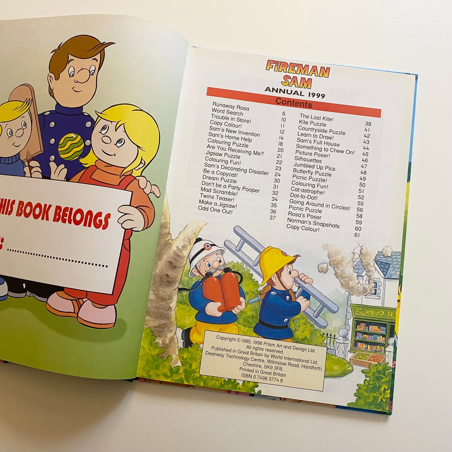 Vintage 1999 fireman Sam a4 annual book ( has a few light pencil drawing)