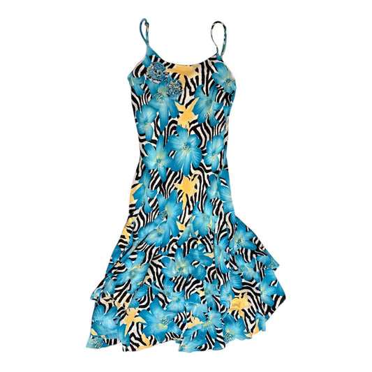 Vintage Y2K floral strappy mid length dress. Size 14