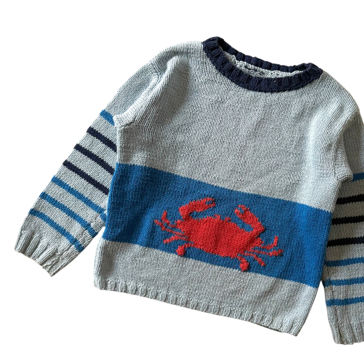 Vintage knitted crab jumper. Approx 4-5 years