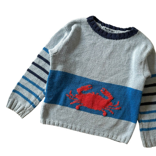 Vintage knitted crab jumper. Approx 4-5 years