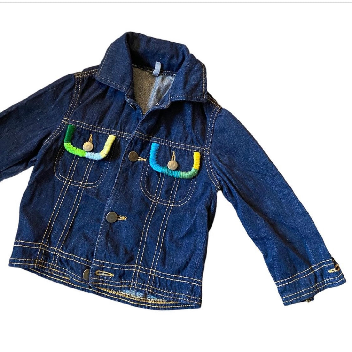 Vintage denim jacket with embroidered pockets age 1 year