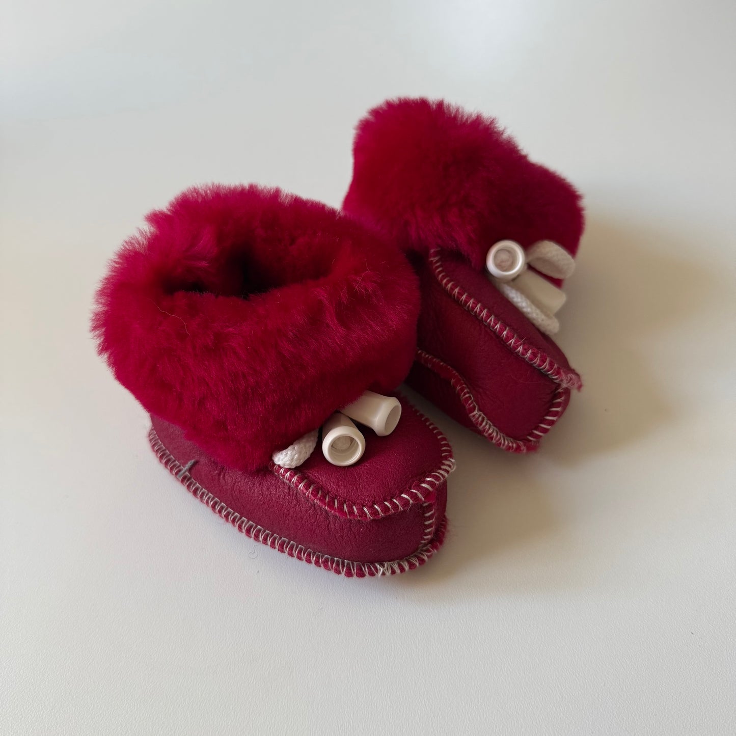Vintage red faux fur baby boots.