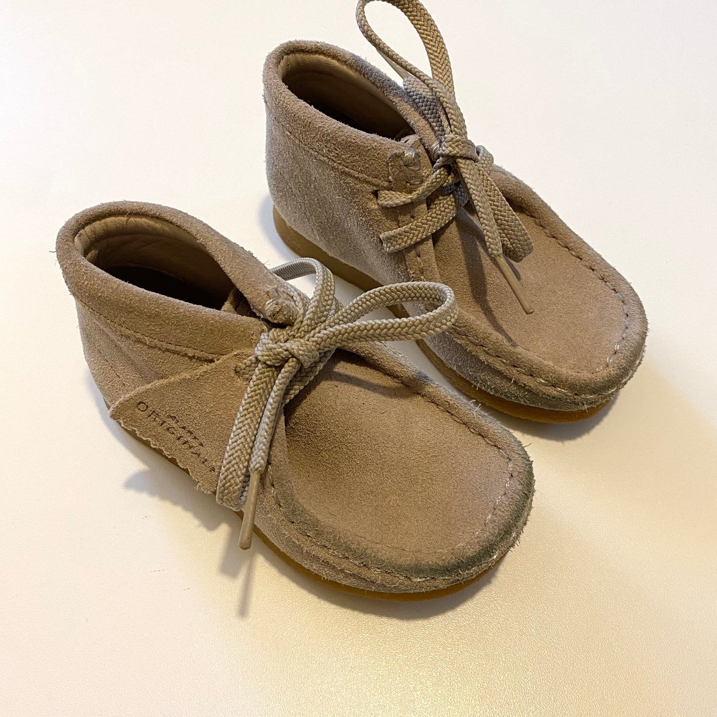 Clarks beige suede wallabees. Size 5.5 UK