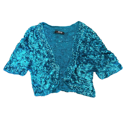 Vintage 90s Morgan de toi turquoises sequinned cardigan/ bolero. Size 8-10