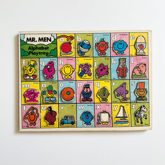 Vintage wooden mr men puzzle
