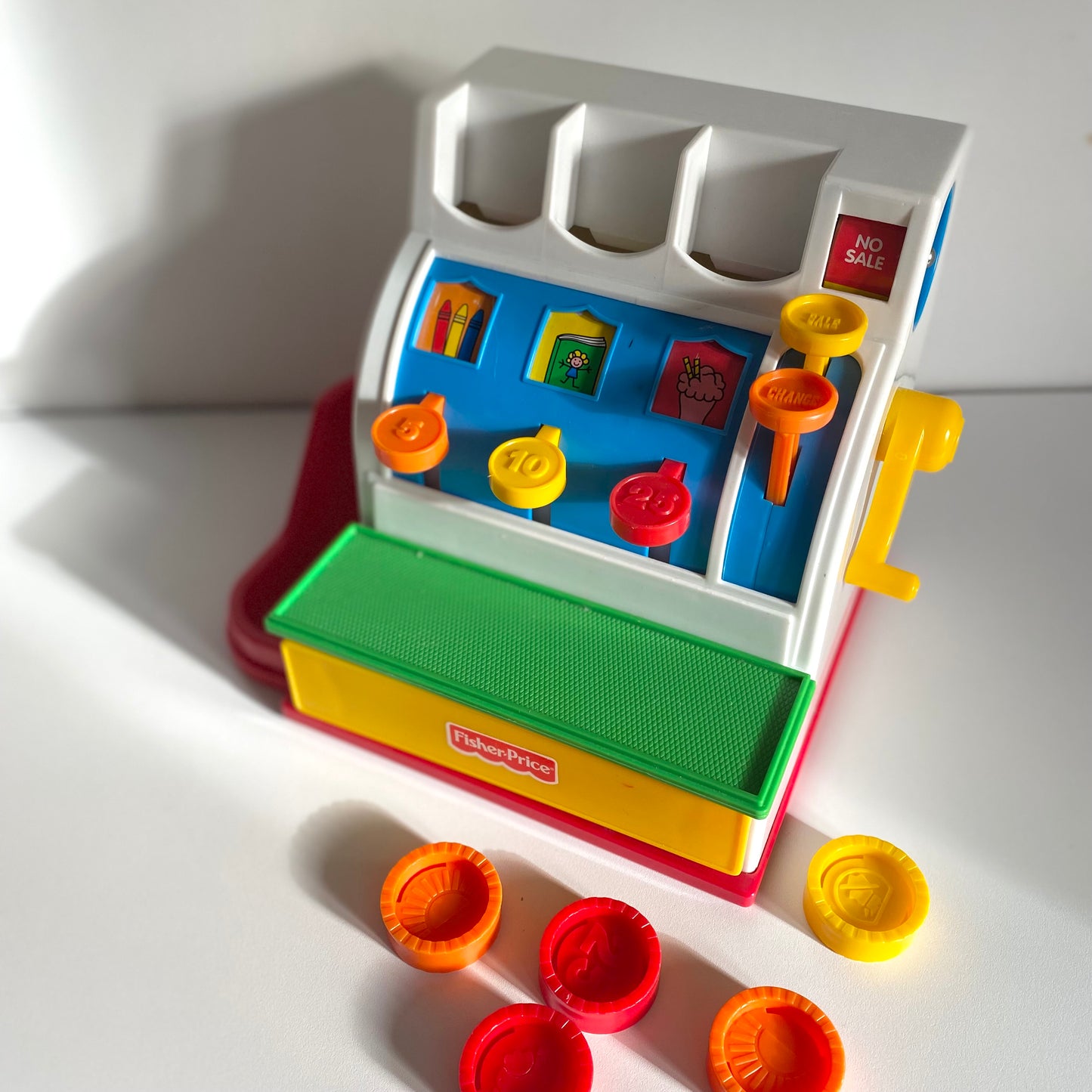 Vintage fisherprice colourblock toy till.