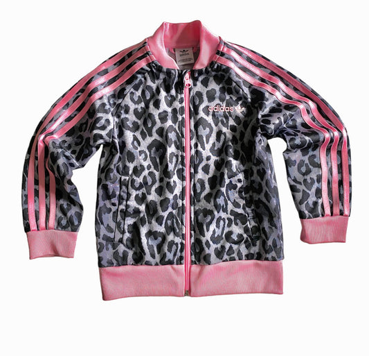 Adidas leopard & pink track jacket age 5-6 years