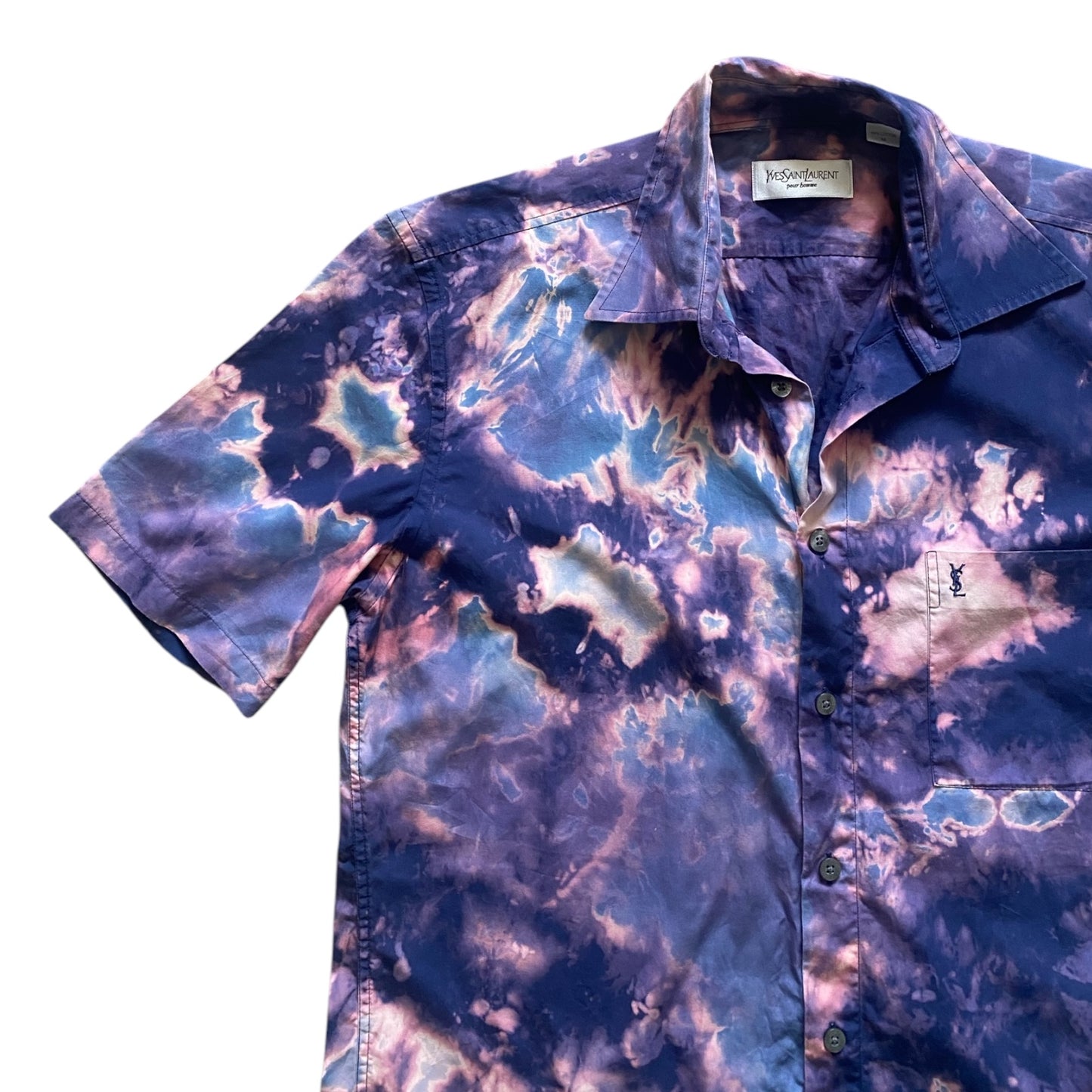 Vintage YSL / yves Saint Laurent purple & white tie dye shirt. Size M / UNISEX
