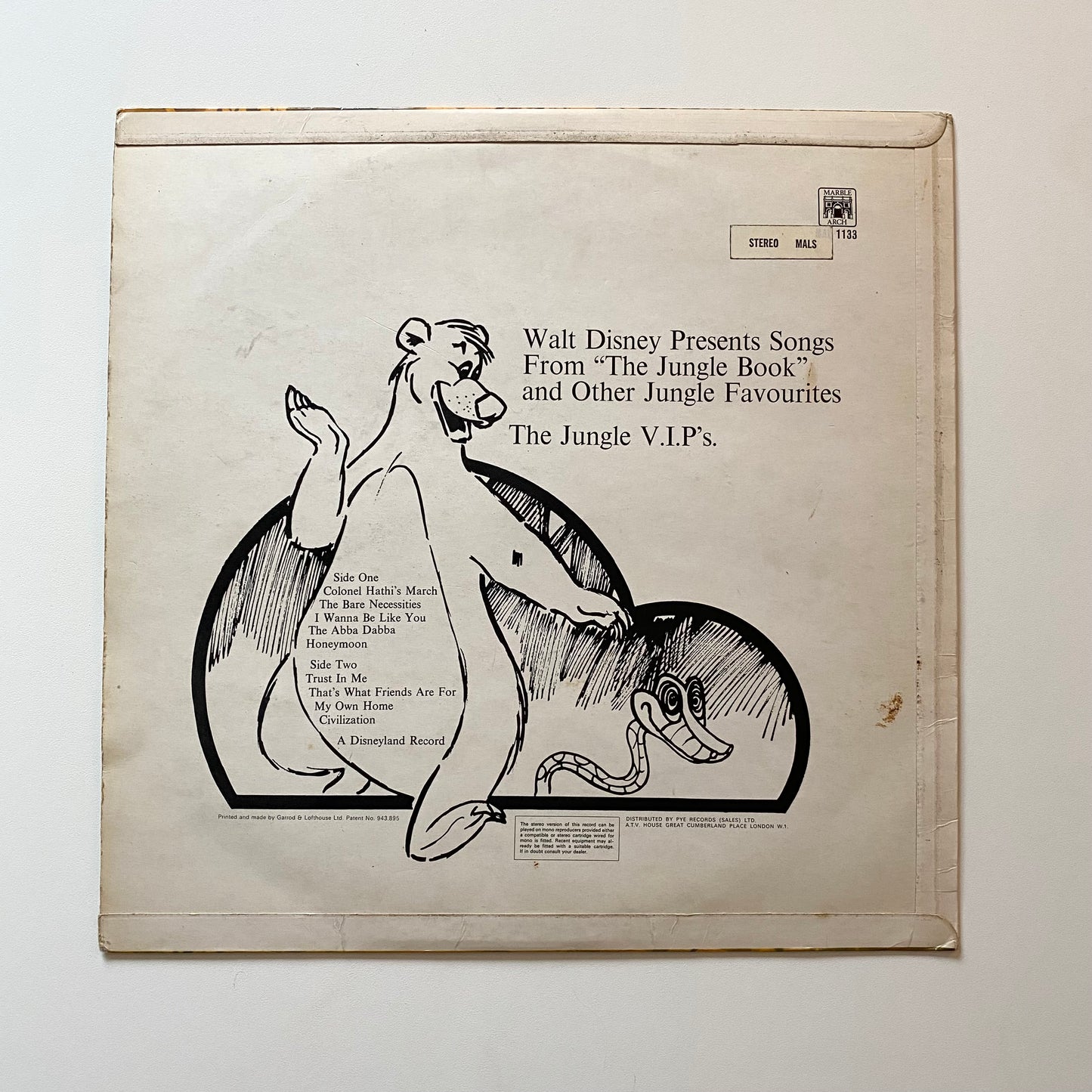Vintage 1967 Disney jungle book vinyl