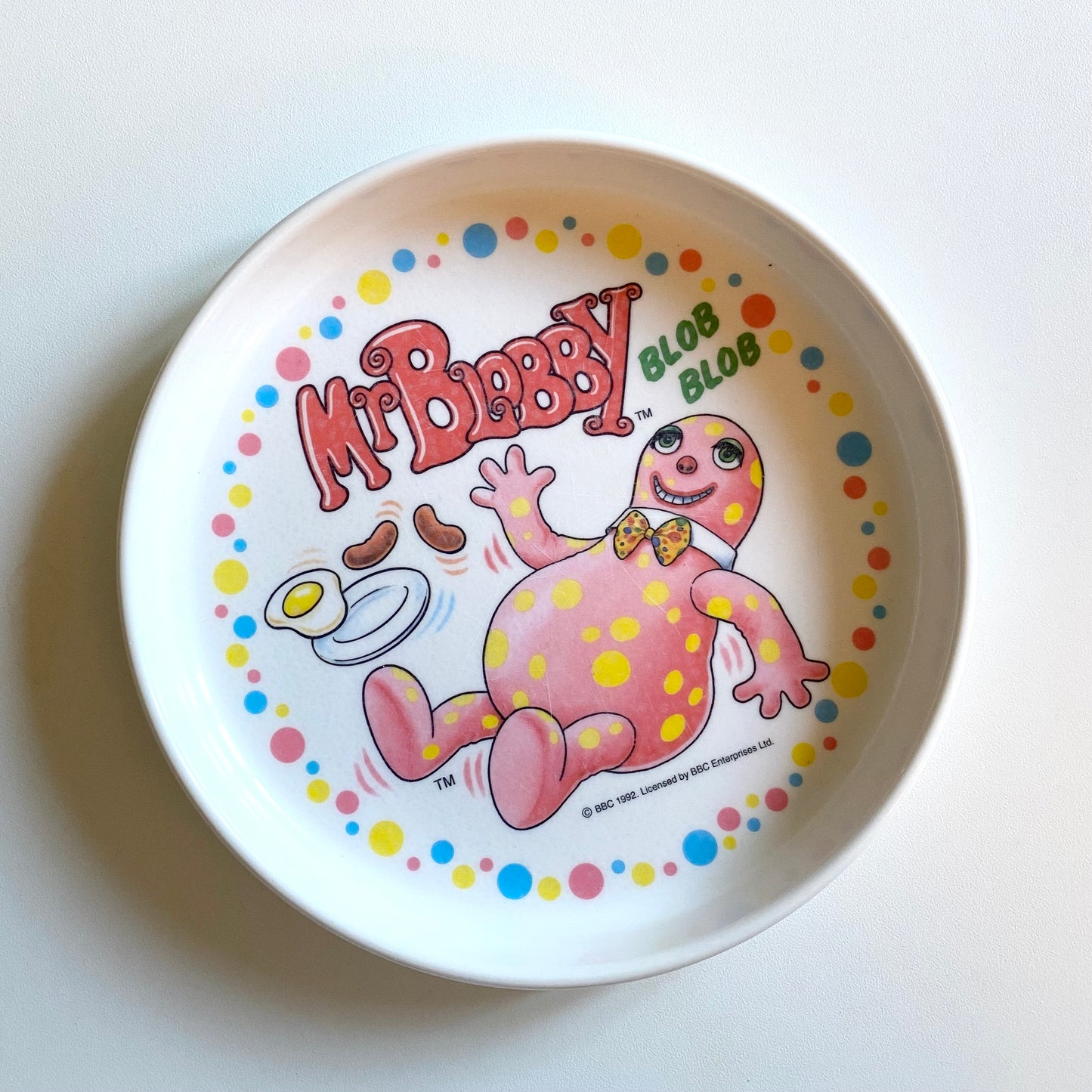 Vintage rare 1992 mr blobby plastic plate