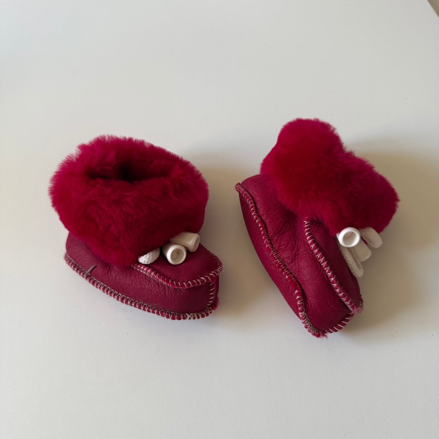 Vintage red faux fur baby boots.