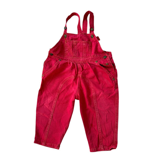 Vintage baby club red denim dungarees. Size 9-12 months