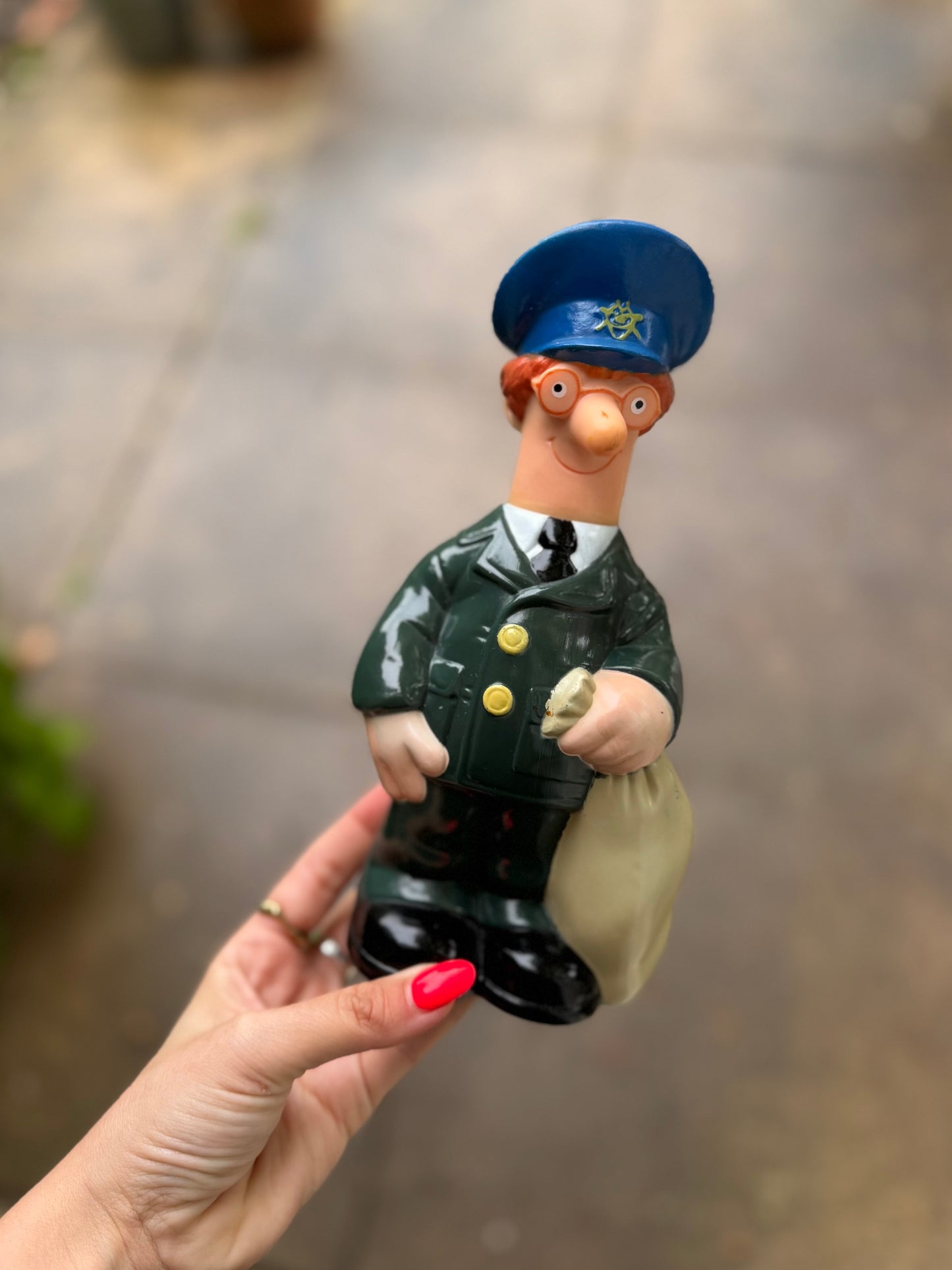 1990s vintage postman pat figure ( old bubble bath bottle!)