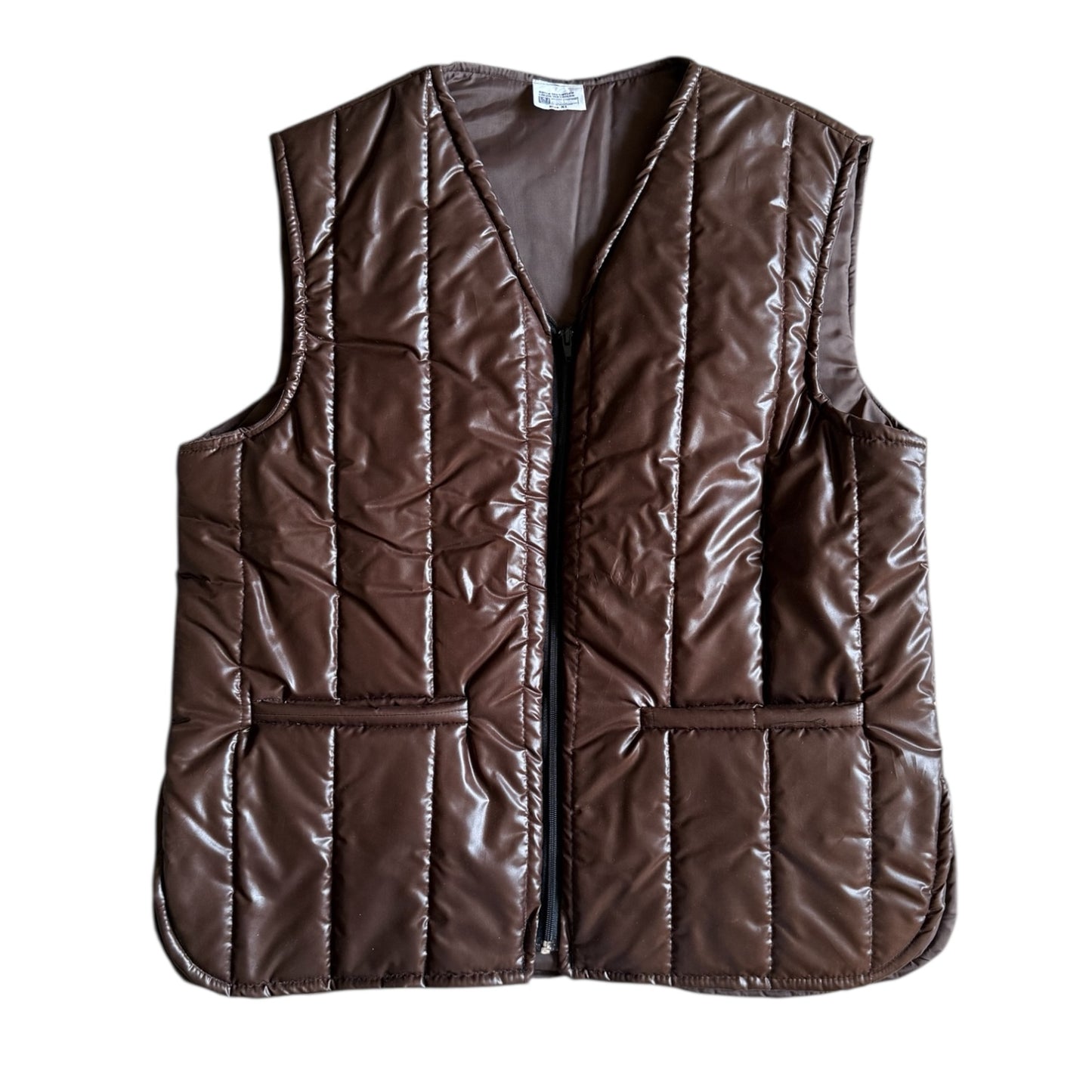 Vintage brown quilted puffer brown gilet. Size XL