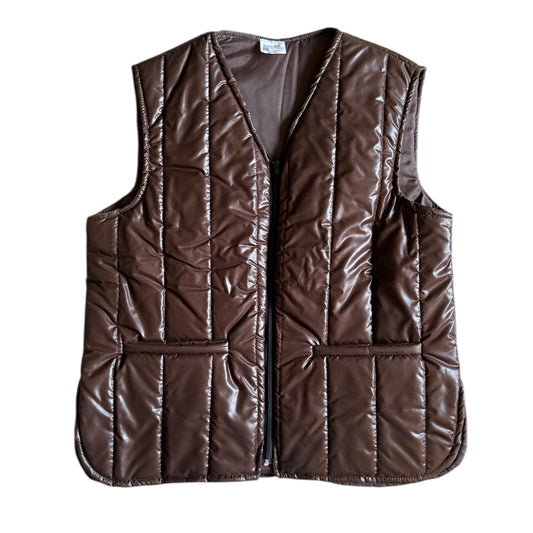 Vintage brown quilted puffer brown gilet. Size XL
