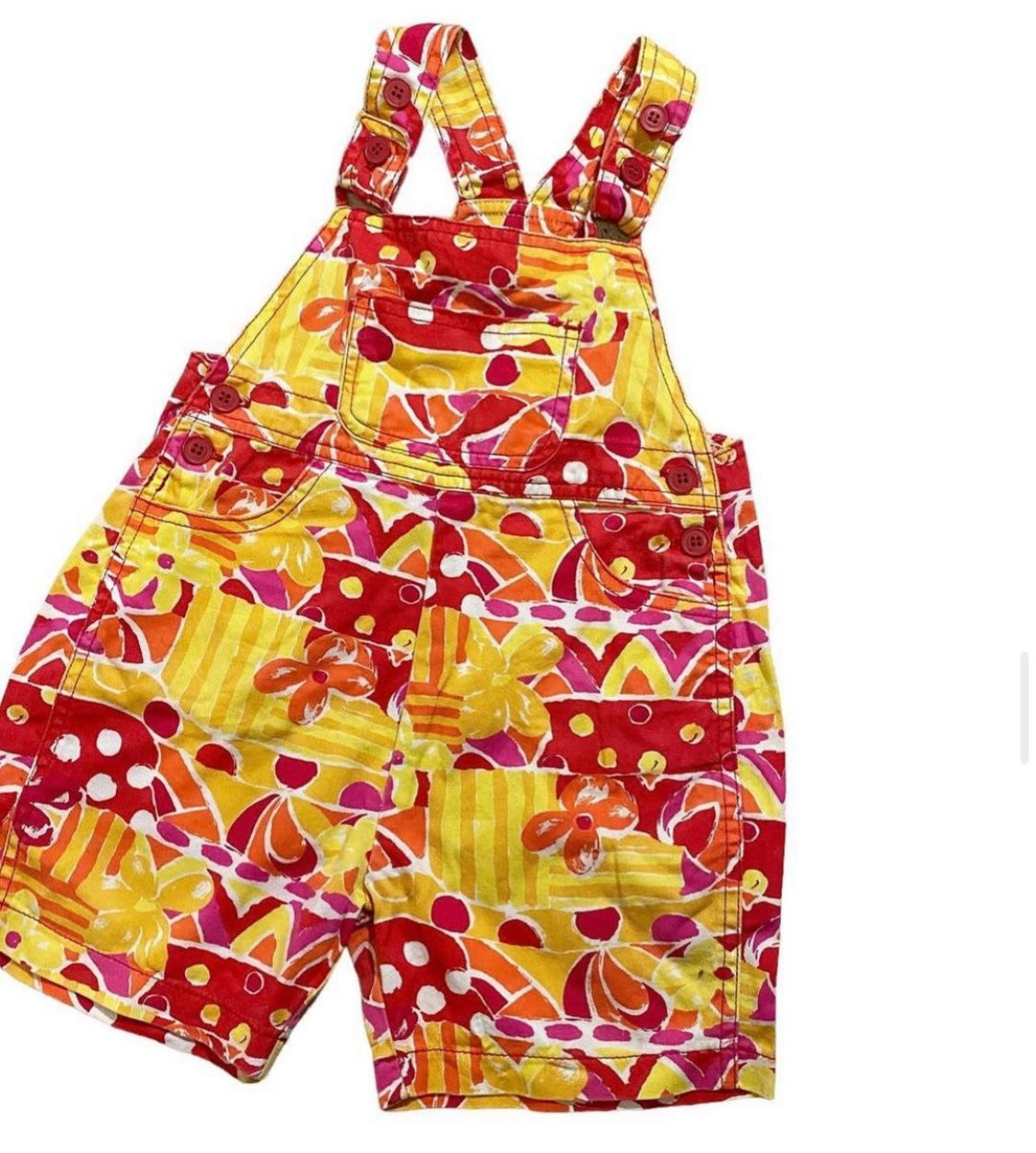 Vintage colourful summery dungarees age 2-3 years