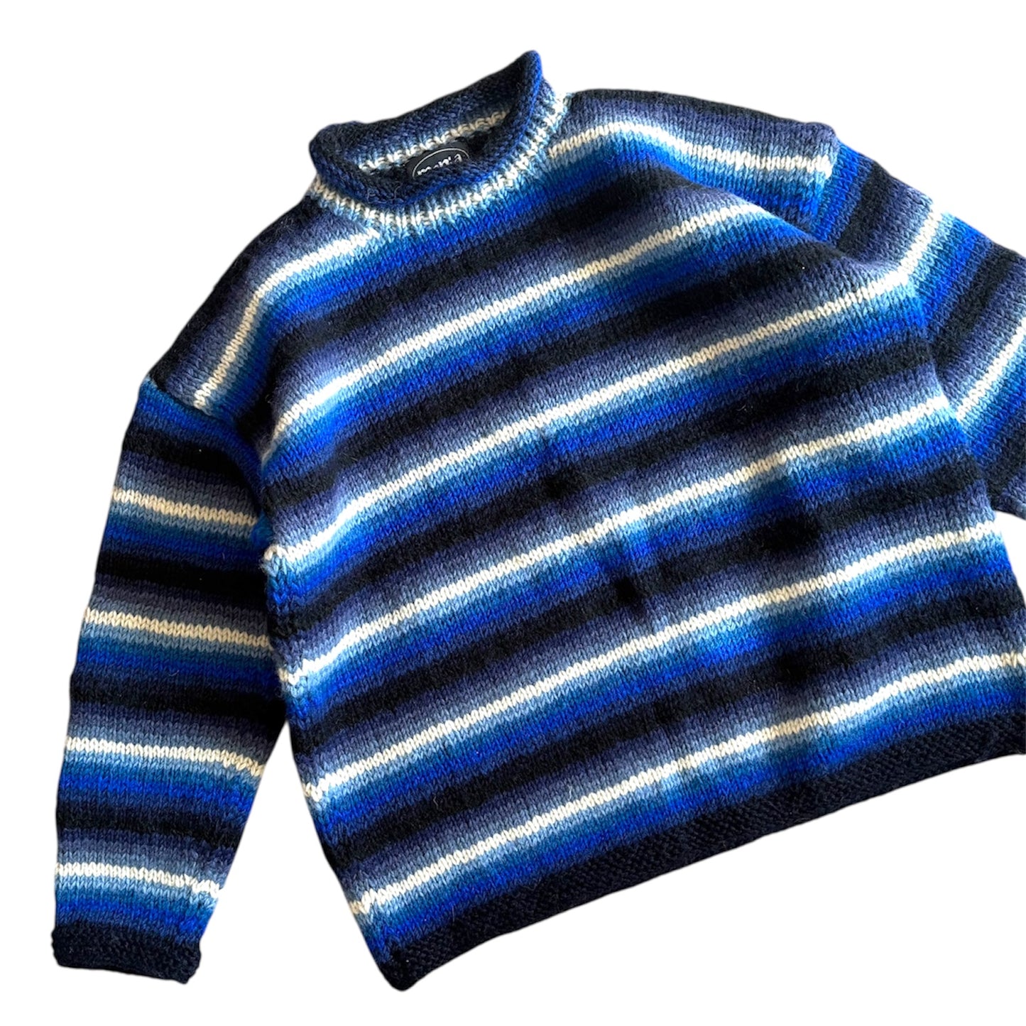 Vintage manja chunky knit blue striped jumper. Size medium
