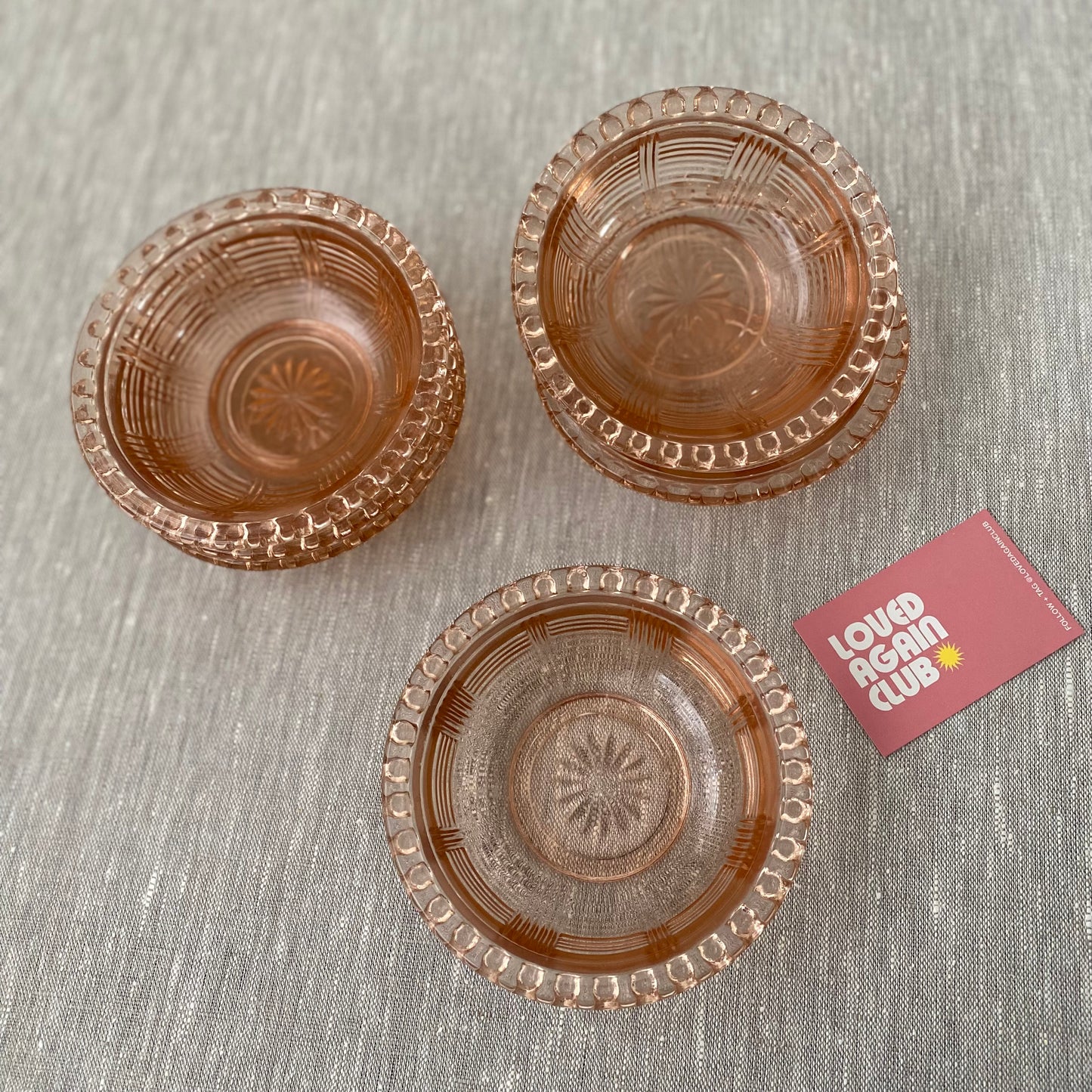 Set of 6 vintage glass bowls peach