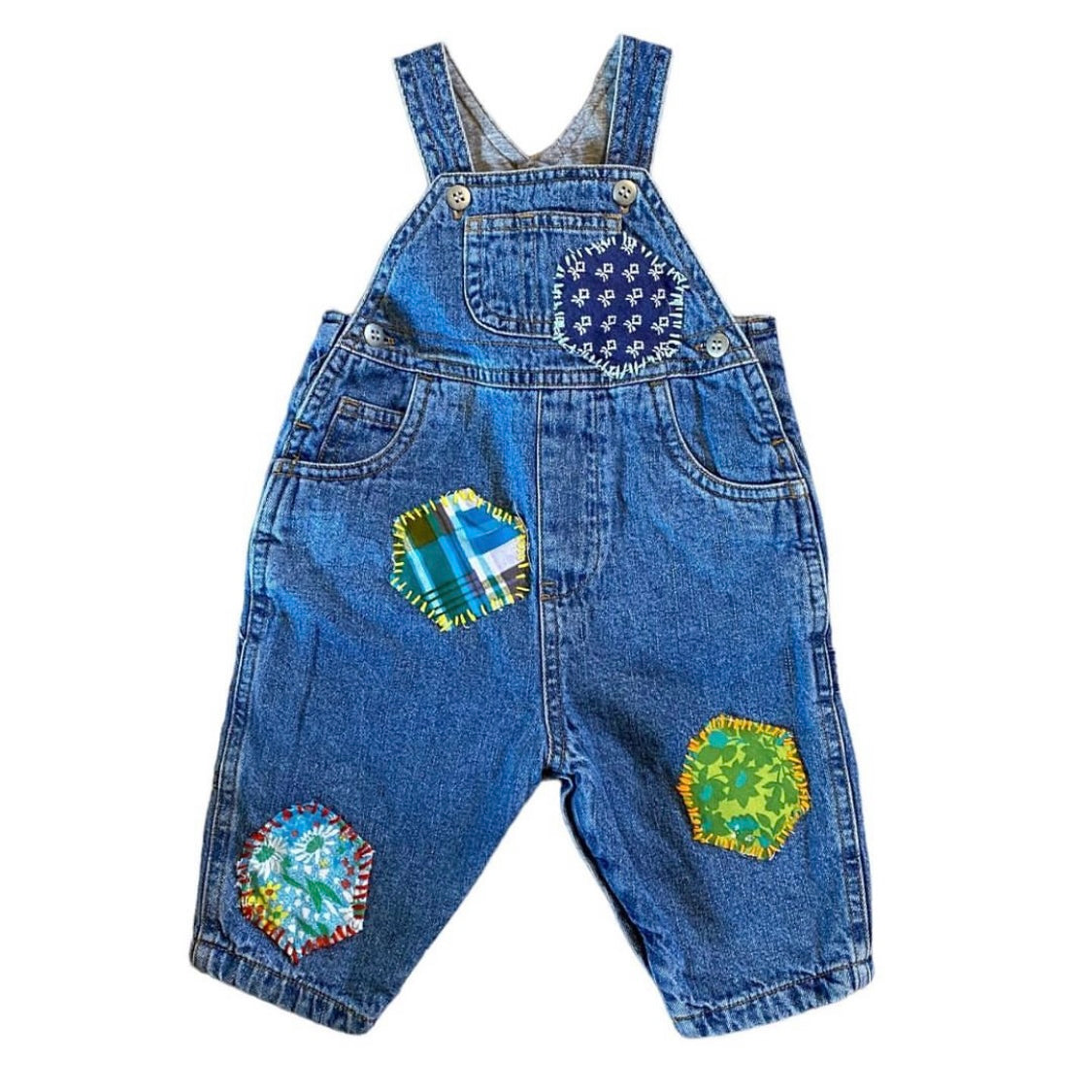 Vintage mothercare dungarees with patches 0-3 months