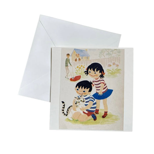 Recycled & homemade vintage card - Topsy and Tim