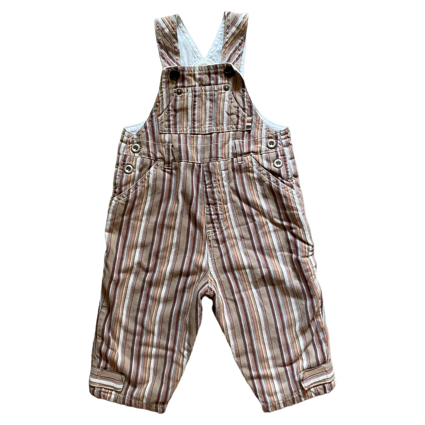 Vintage mothercare brown striped dungarees 9-12 months