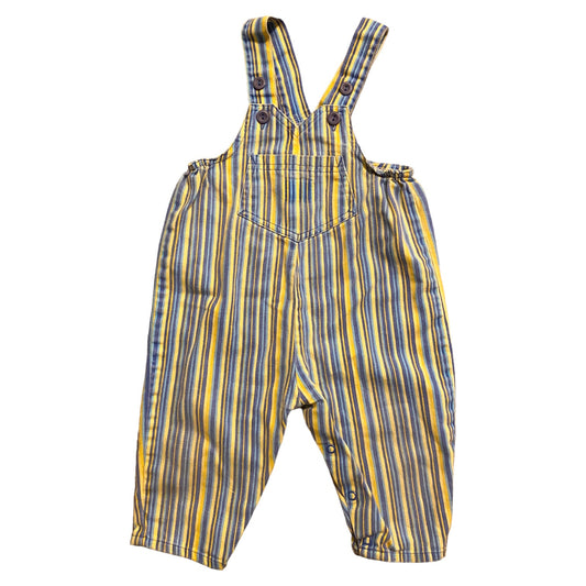 Vintage St. Bernard blue & yellow striped cotton dungarees 6-9 months