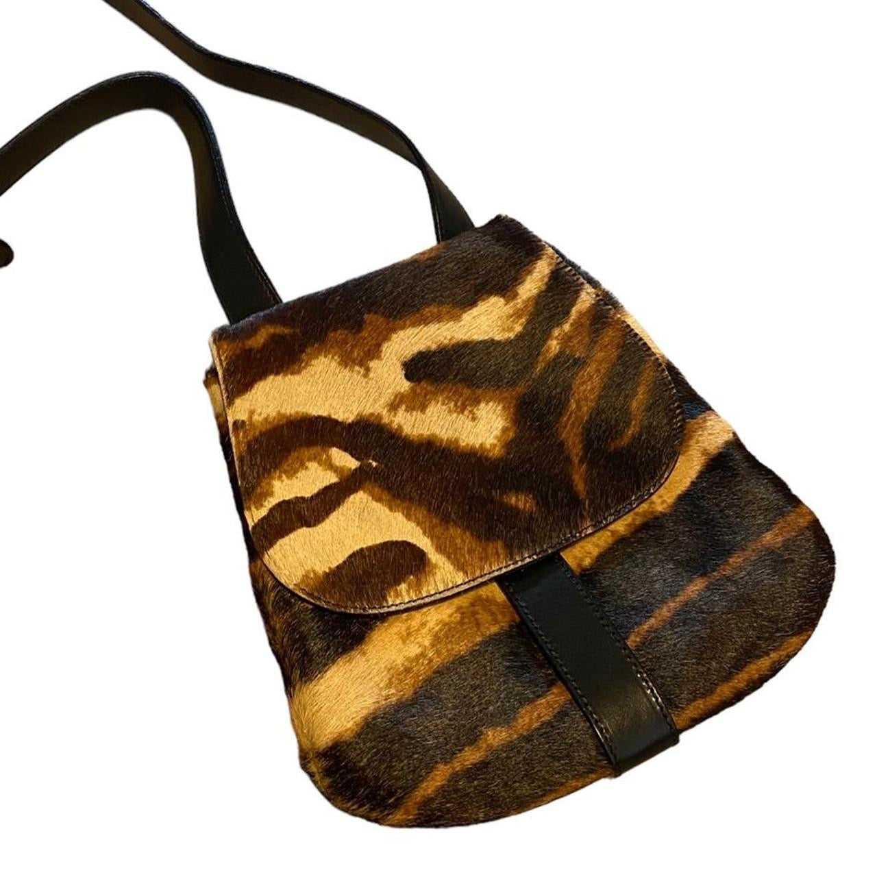 90s Italian faux fur animal print cross body bag.