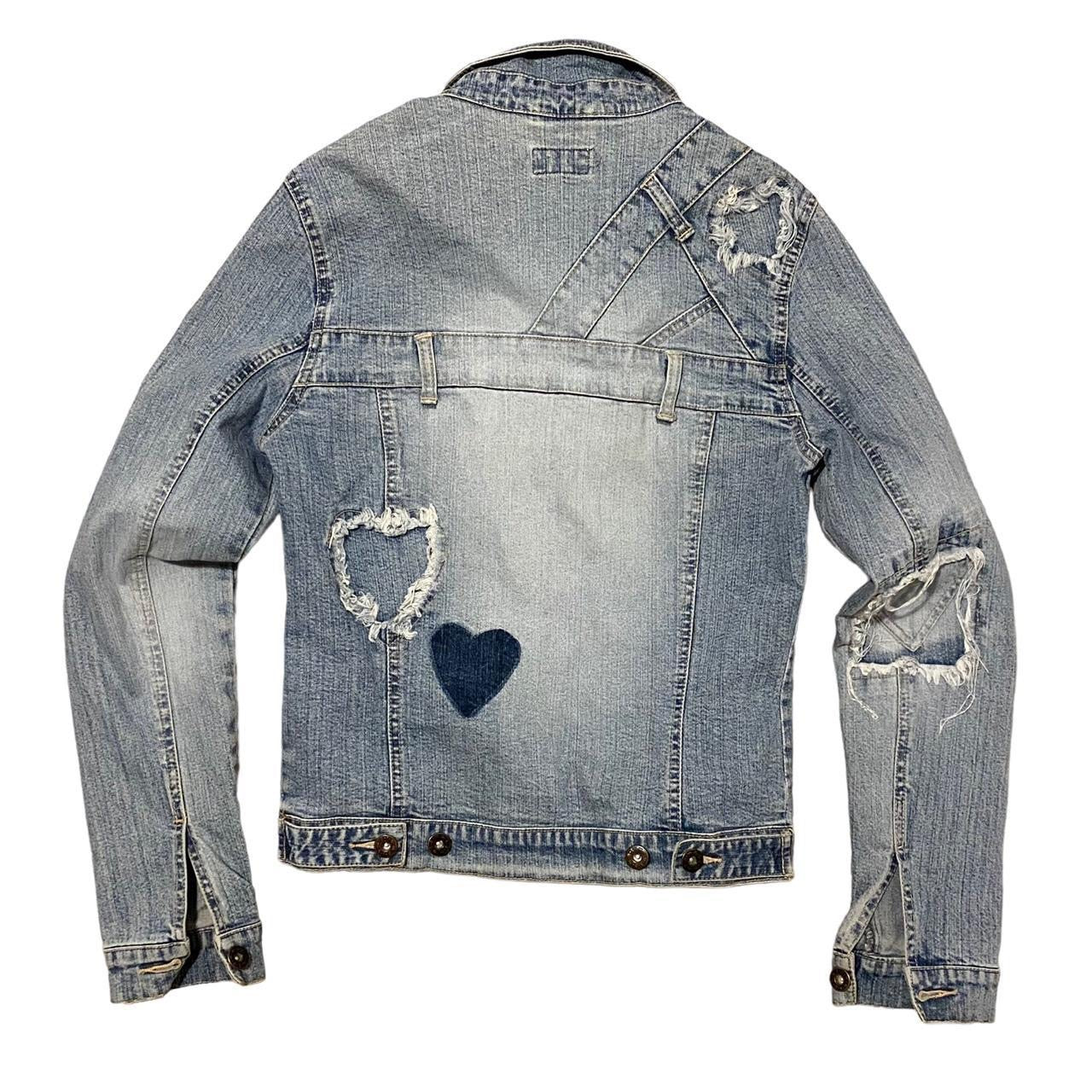 90s moto topshop denim jacket with ripped unique design size S