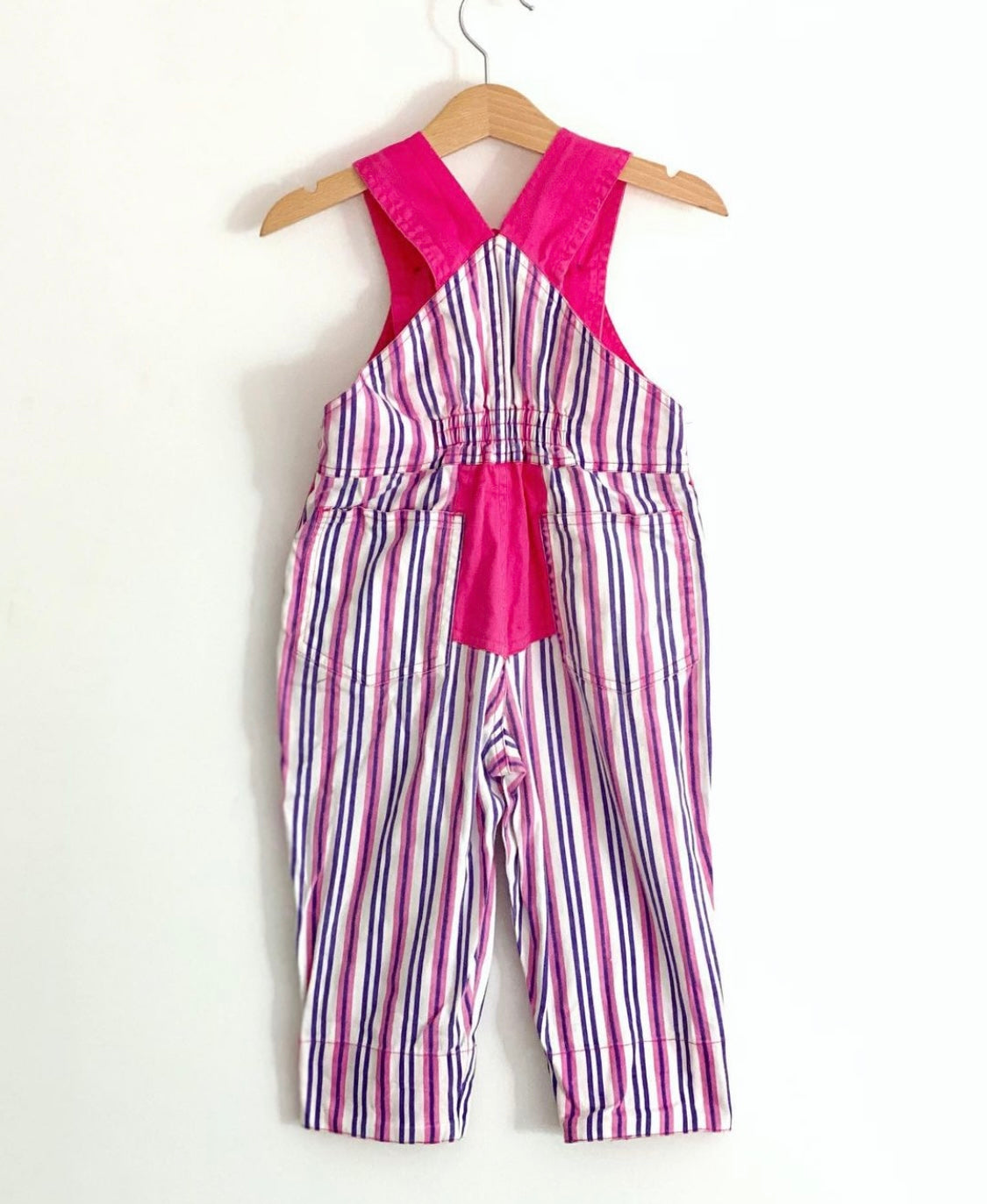 Pink striped 80s vintage overalls 12 months