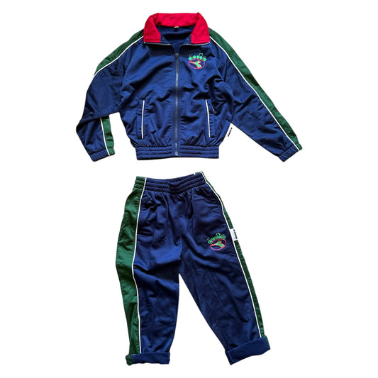 Vintage 90s diadora navy blue & green tracksuit. Size 4-5 years