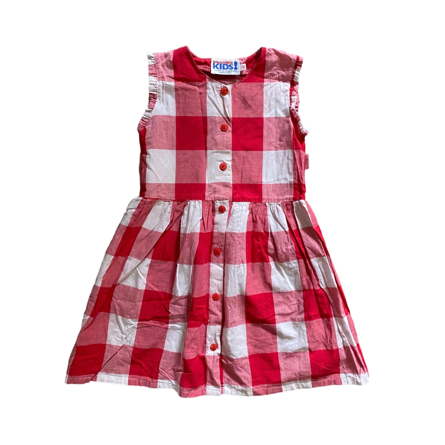 Blooming kids vintage gingham dress in red & white. 5 years