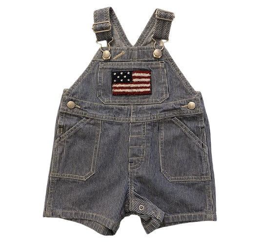 Baby gap old school shortalls with American flag 3-6 months