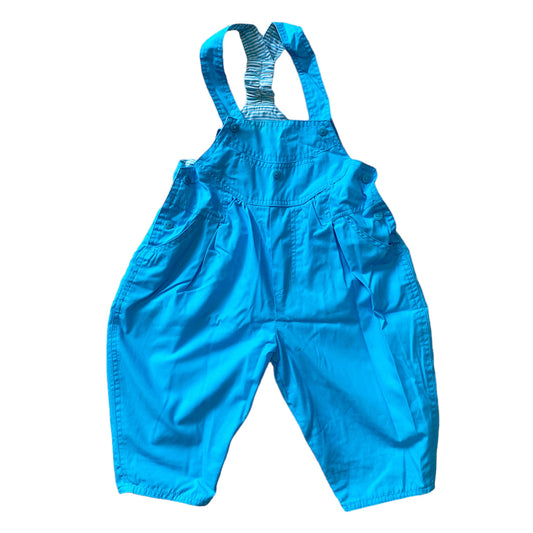 Turquoise 80s cotton overall dungarees 12-18months