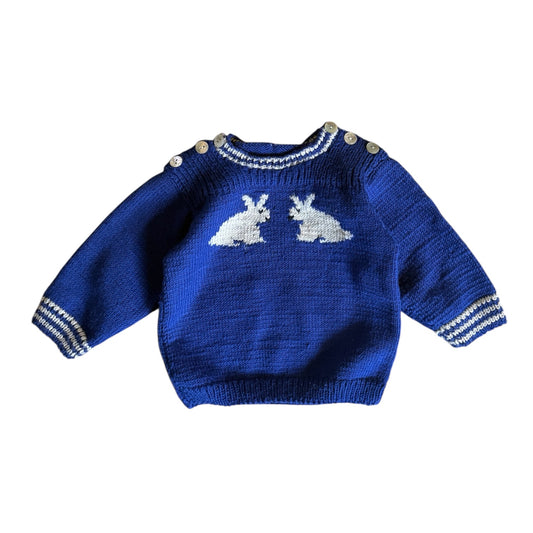 Vintage knitted rabbit jumper. Approx 2 years