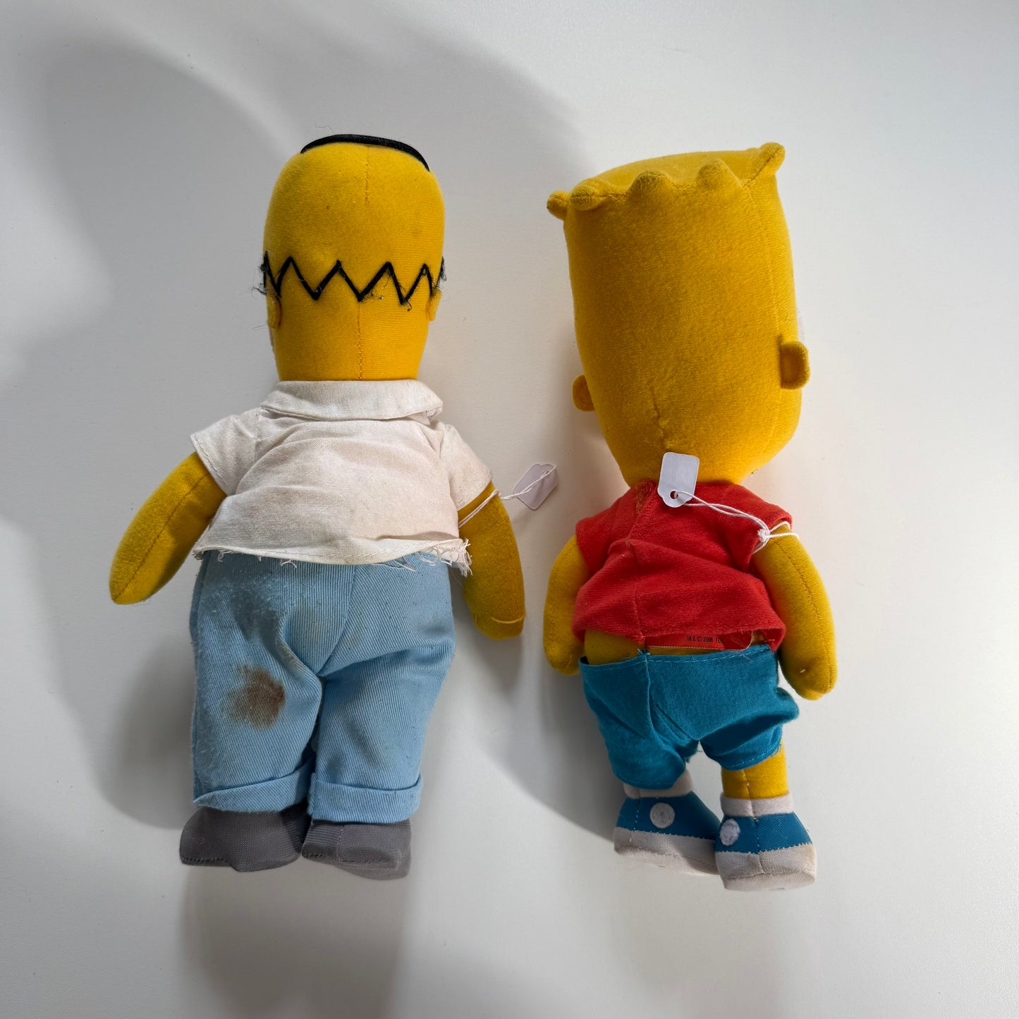 Set of two 2006 vintage Simpson plushies. Homer & Bart. Need a clean and some tlc