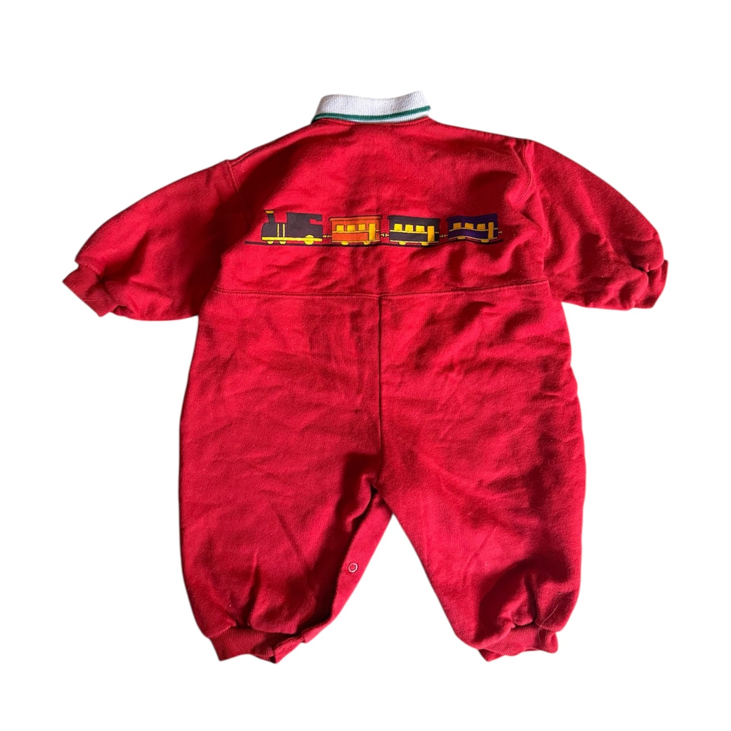 Vintage train red romper. Size 9-12 months