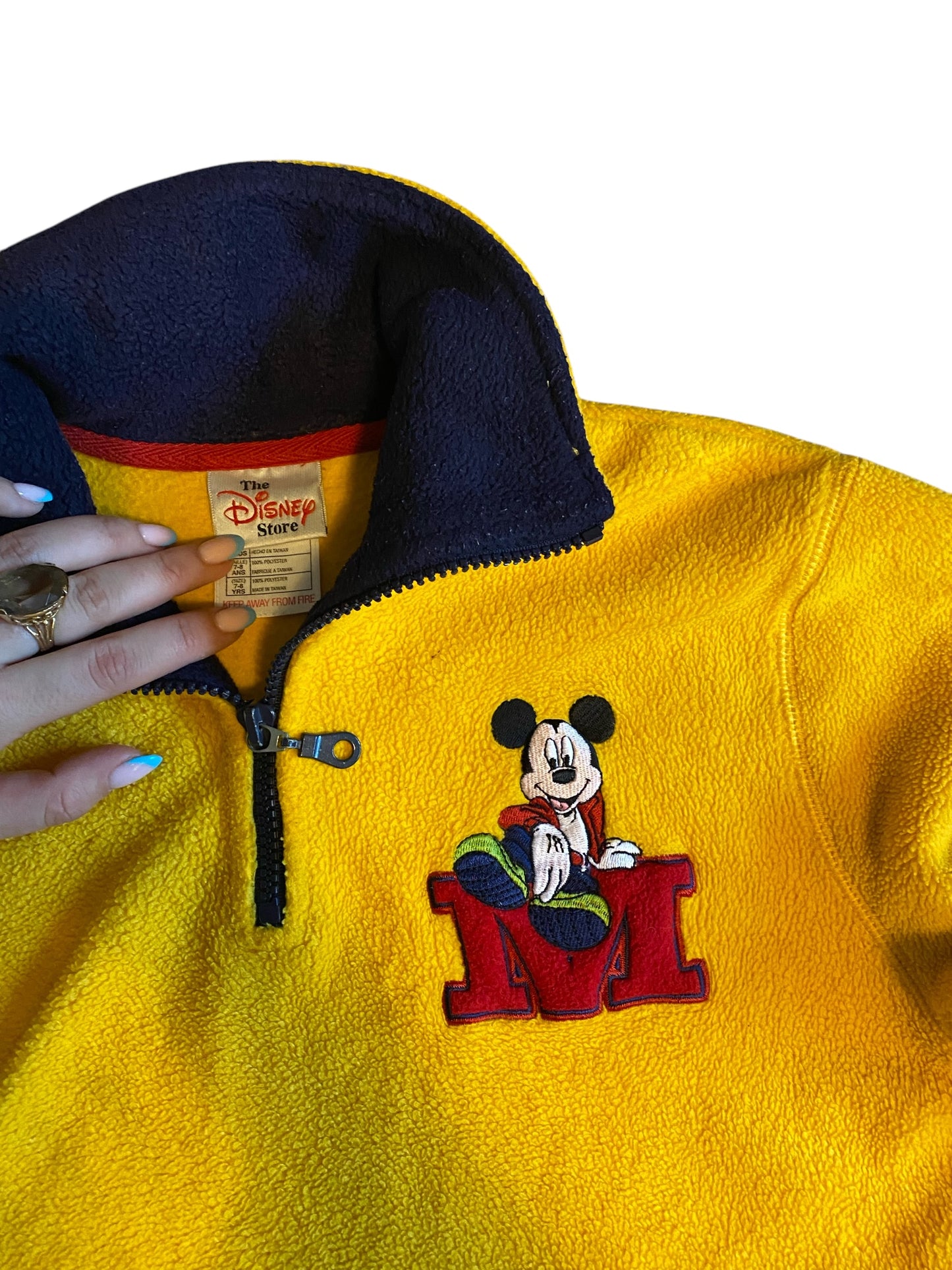 Vintage Mickey Mouse yellow fleece jacket - half zip. size 7-8 years