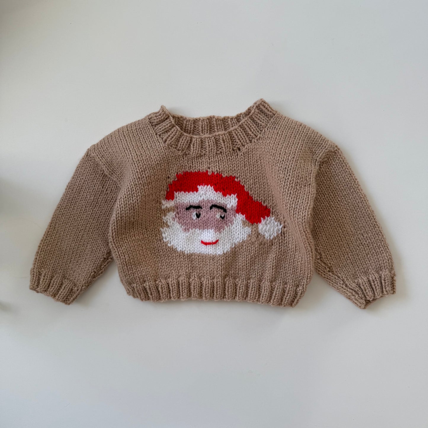 Vintage knitted Santa Claus jumper. Size 0-3 months