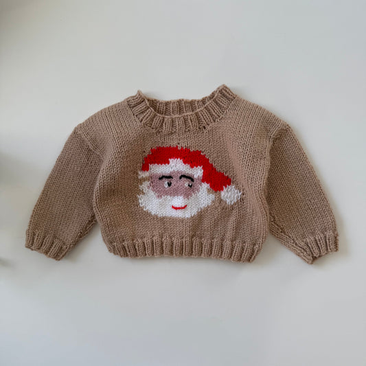 Vintage knitted Santa Claus jumper. Size 0-3 months