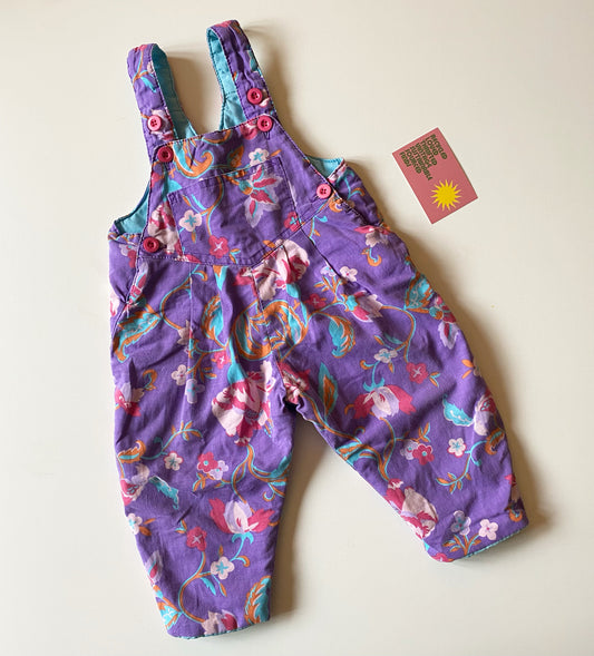 Vintage purple floral ‘childrens world’ dungarees 6 months