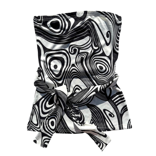 Vintage Y2K ‘pulse’ monochrome strapless top. Size 10