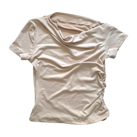Vintage Y2K ruched cream top with asymmetric neckline 

Size 8-10