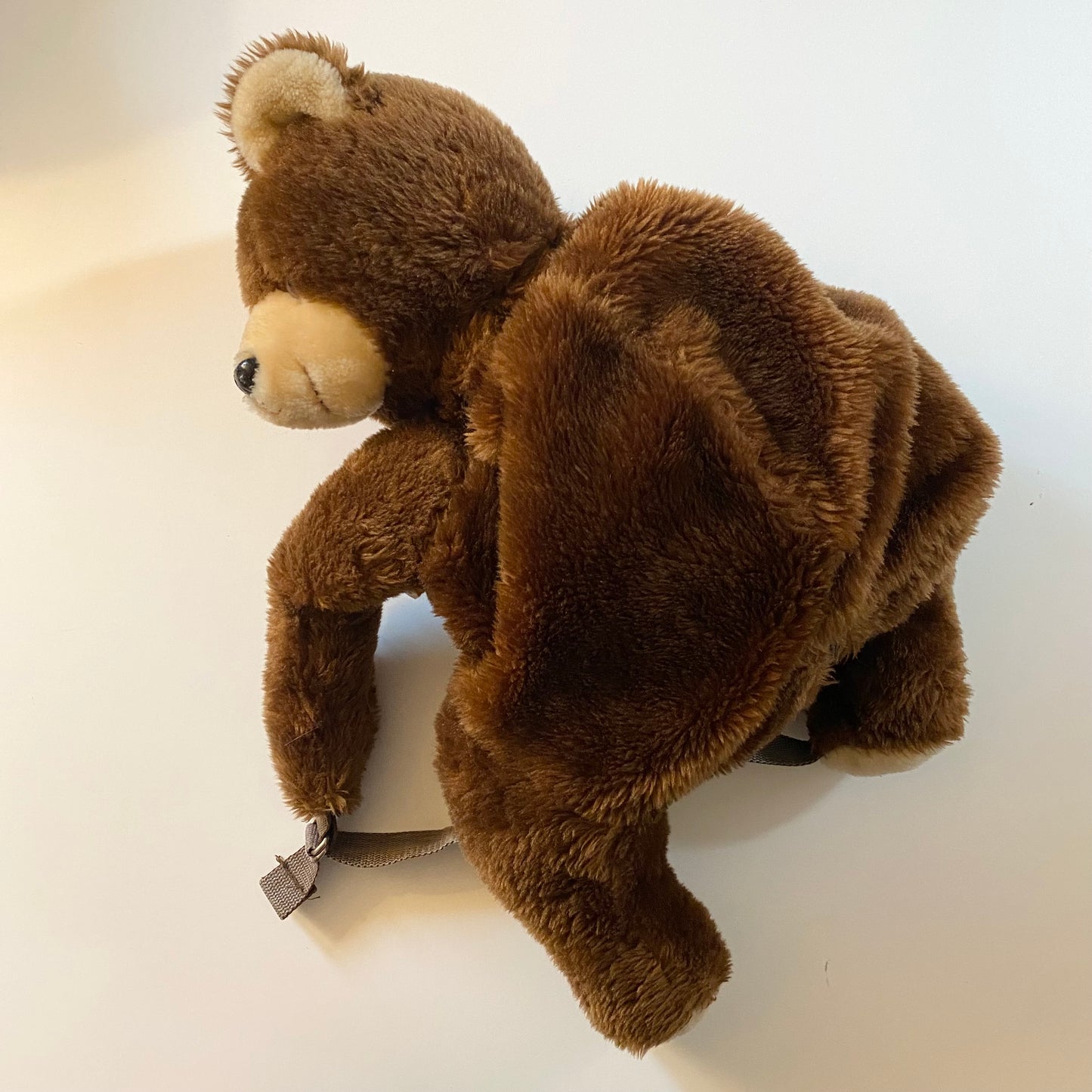 Vintage dark brown teddy bear rucksack.
