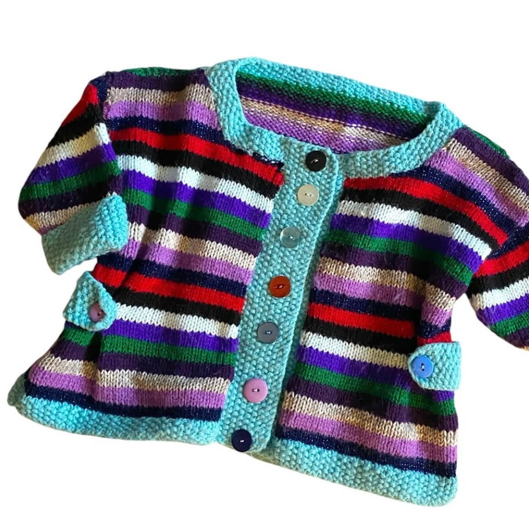 Vintage knitted striped cardigan age 3 years ( approx!)