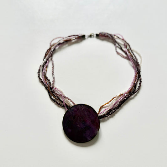 Vintage Y2K purple beaded chunky circular necklace