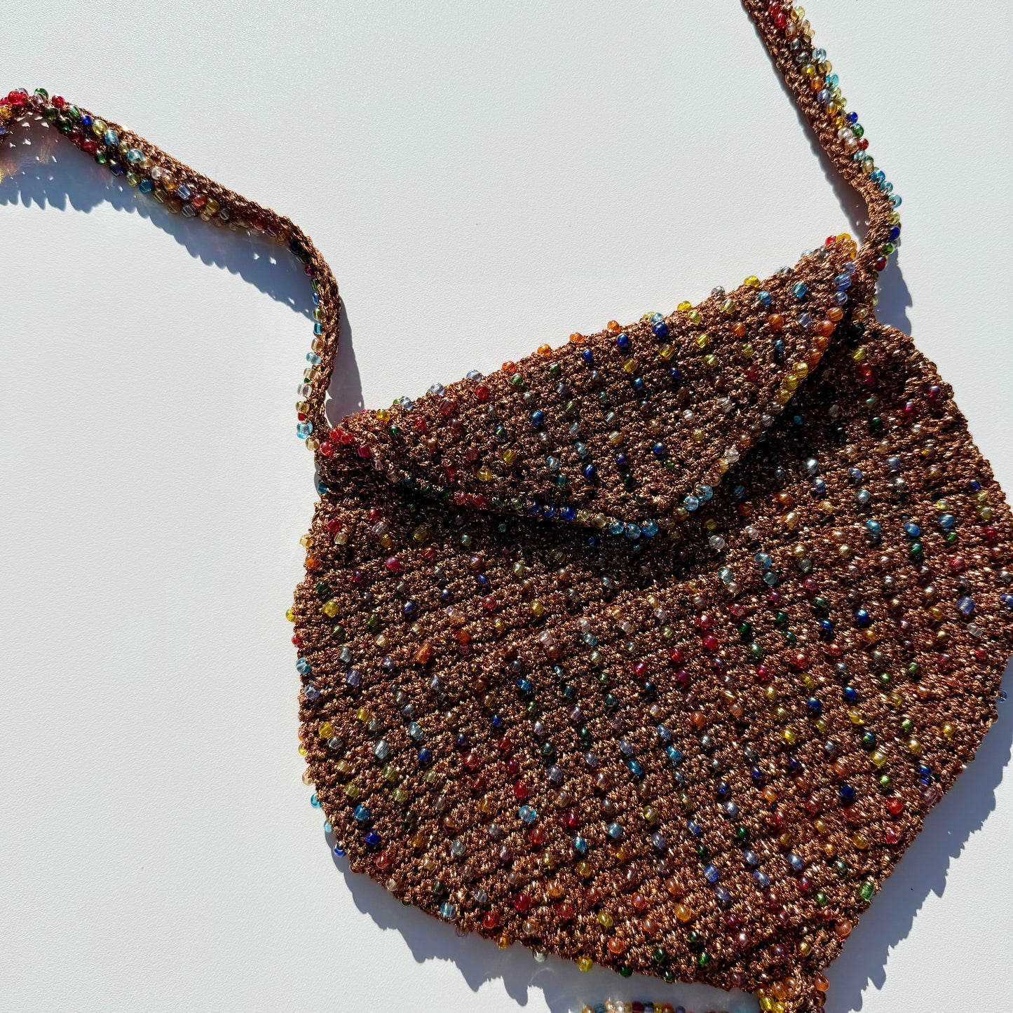 Vintage gold & multicoloured beaded across body bag